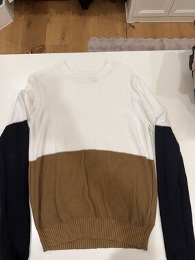 Volcom Colorblock Crewneck Sweater - White, Brown & Black